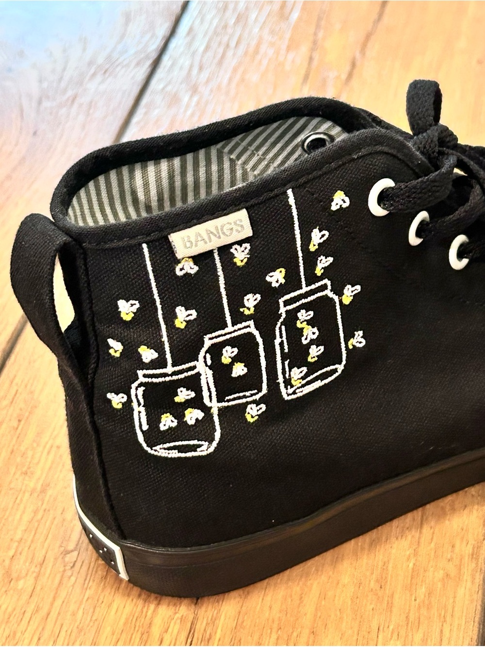 BANGS Firefly High Top Vegan Canvas Lace Up Black Onyx Sneaker Women’s 8.5 Men 7 - Picture 9 of 16